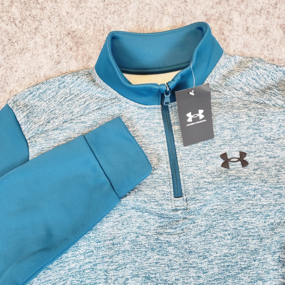 NEW Under Armour Mens M‎ Blue Heather Twist 1/4 Zip Midweight Fleece Pullover